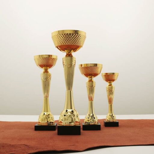 Кубок нагородний K5099C золотий на дерев’яній основі H24см, чаша D9см