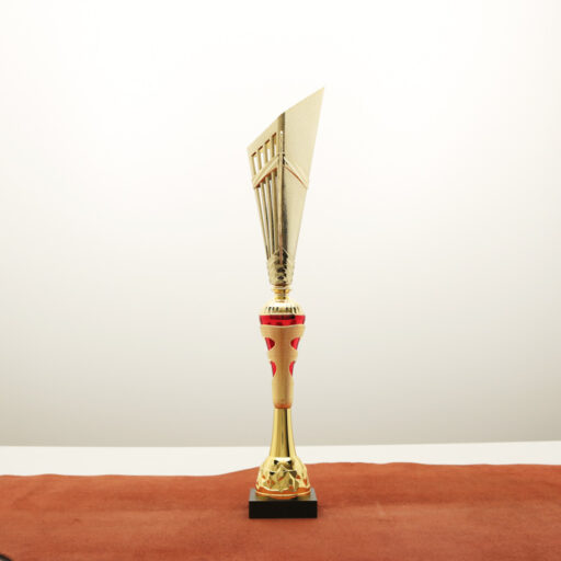 Кубок нагородний K5103B золото-червоний з ручками на дерев’яній основі H49см