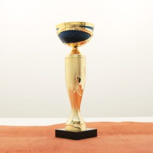 Кубок нагородний K5128B золото-синій на мармуровій основі H24см, чаша D10см