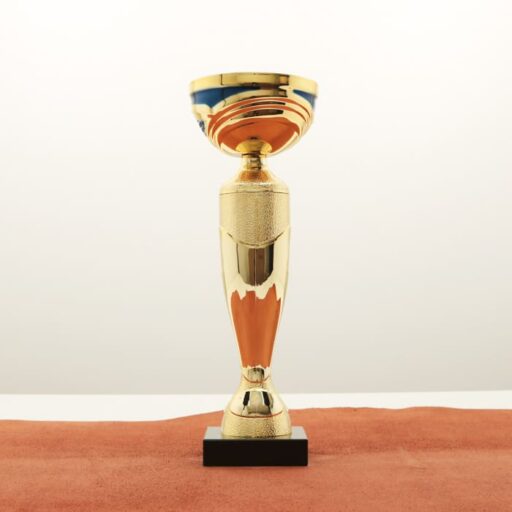 Кубок нагородний K5128B золото-синій на мармуровій основі H24см, чаша D10см