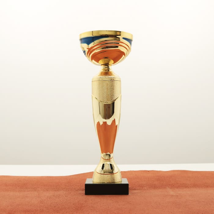 Кубок нагородний K5128B золото-синій на мармуровій основі H24см, чаша D10см