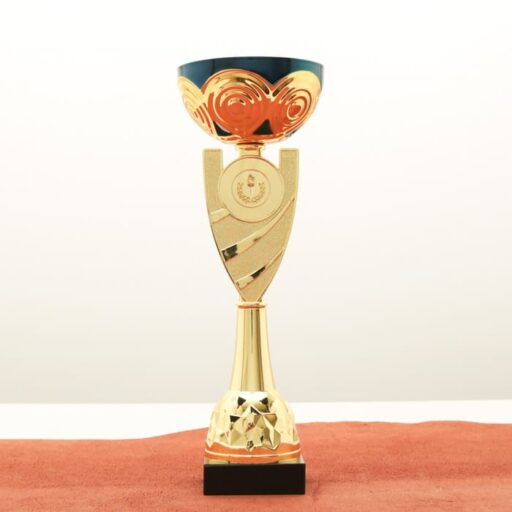 Кубок нагородний K5110B золото-синій на мармуровій основі H28см, чаша D10см