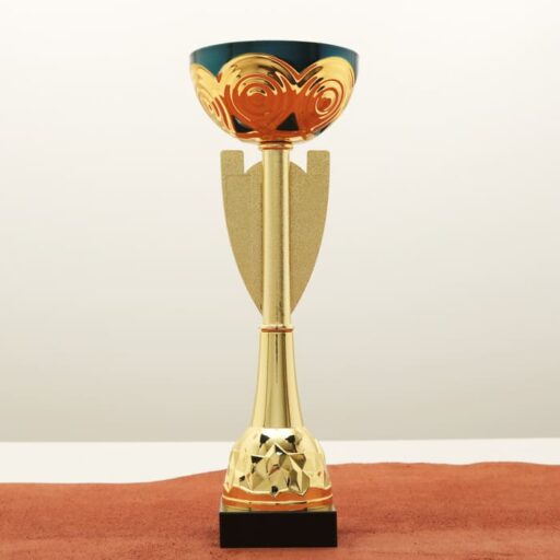 Кубок нагородний K5110B золото-синій на мармуровій основі H28см, чаша D10см