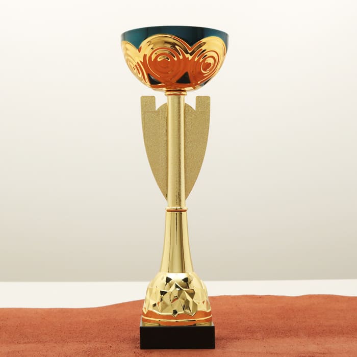 Кубок нагородний K5110B золото-синій на мармуровій основі H28см, чаша D10см