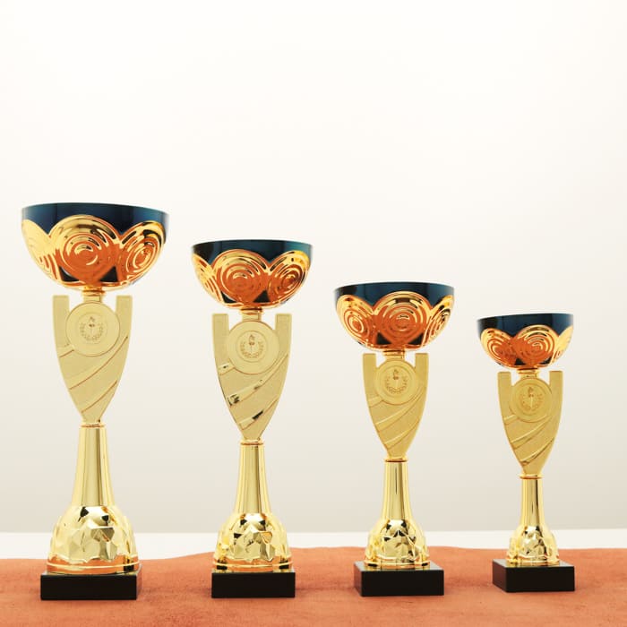 Кубок нагородний K5110B золото-синій на мармуровій основі H28см, чаша D10см