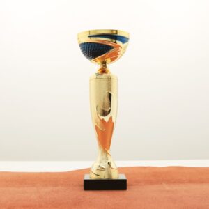 Кубок нагородний K5128C золото-синій на мармуровій основі H24см, чаша D8см