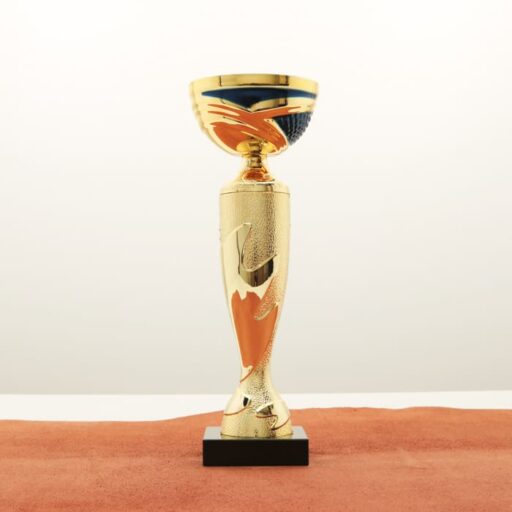 Кубок нагородний K5128C золото-синій на мармуровій основі H24см, чаша D8см