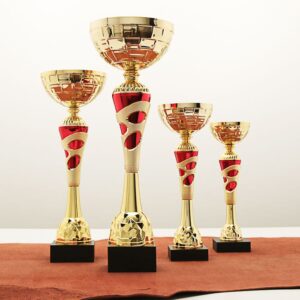 Кубок нагородний K5105B золотий на дерев’яній основі H33см, чаша D12см