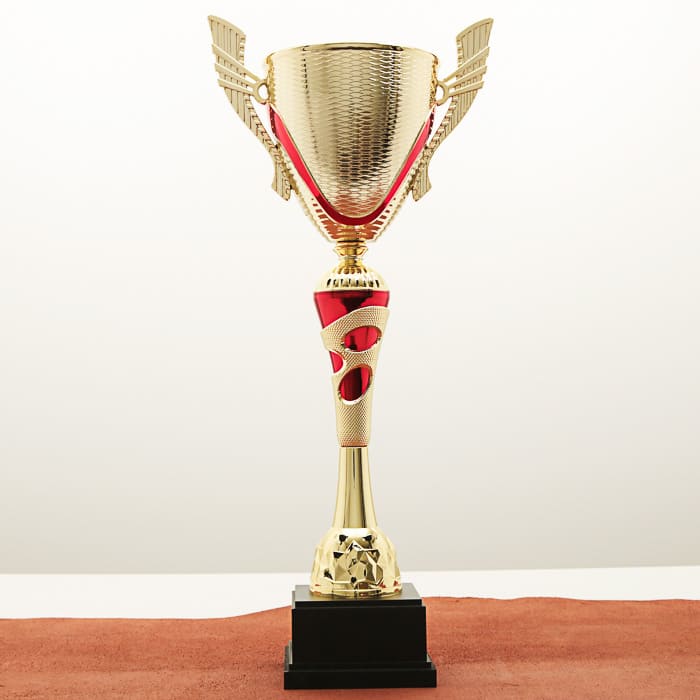 Кубок нагородний K5106B золотий на дерев’яній основі H46см, чаша D12см