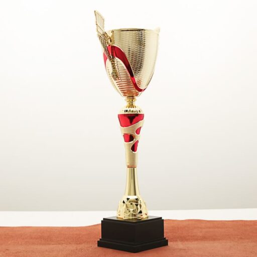 Кубок нагородний K5106B золотий на дерев’яній основі H46см, чаша D12см