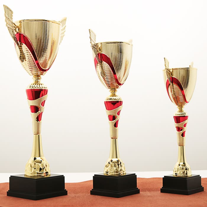 Кубок нагородний K5106B золотий на дерев’яній основі H46см, чаша D12см