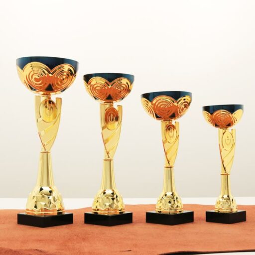 Кубок нагородний K5110D золото-синій на мармуровій основі H22см, чаша D8см