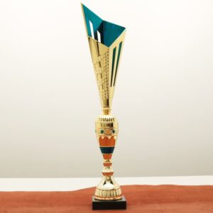 Кубок нагородний K6143B золото-синій на мармуровій основі H47см