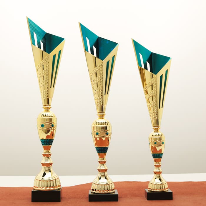 Кубок нагородний K6143B золото-синій на мармуровій основі H47см