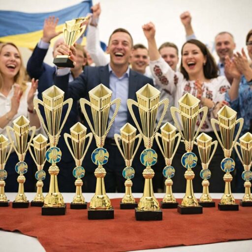 Кубок нагородний K5125C золото-синій на мармуровій основі H44см