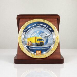 Приз нагородний 21х22х20см з металевою тарілкою Д20 см Артприз TRNK20