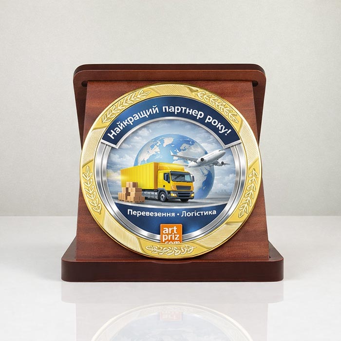 Приз нагородний 21х22х20см з металевою тарілкою Д20 см Артприз TRNK20