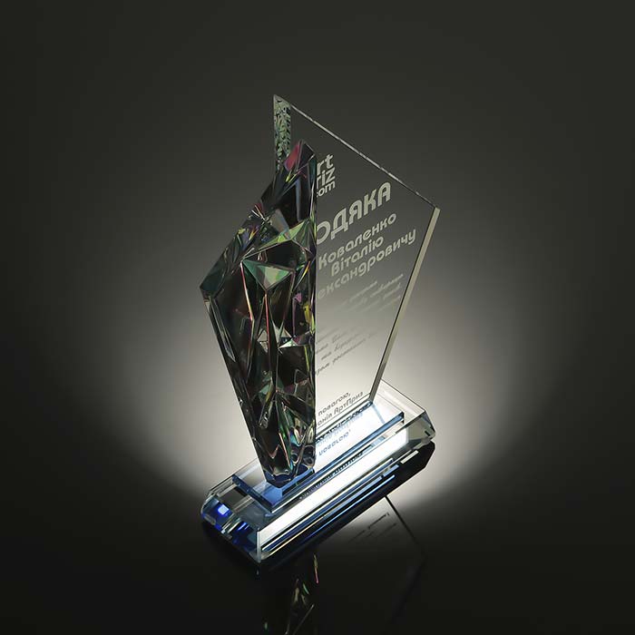 Нагорода зі скла розмір 245х115мм Артприз GL-116I