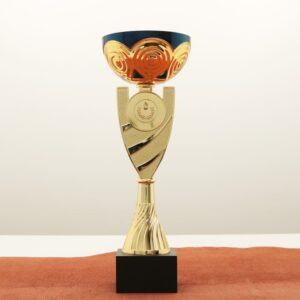 Кубок нагородний K5134C золото-синій на мармуровій основі H28см, чаша D8см