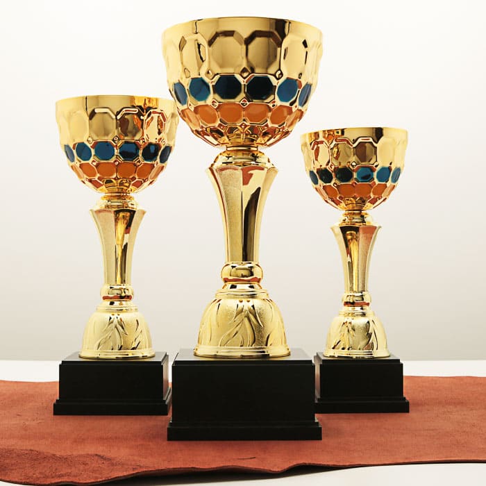 Кубок нагородний MA5121C золотий на дерев’яній основі H30см, металева чаша 12см