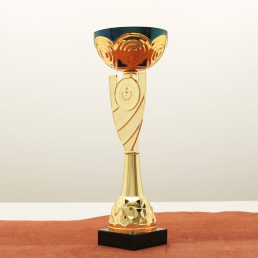 Кубок нагородний K5110A золото-синій на мармуровій основі  H31см, чаша D12см