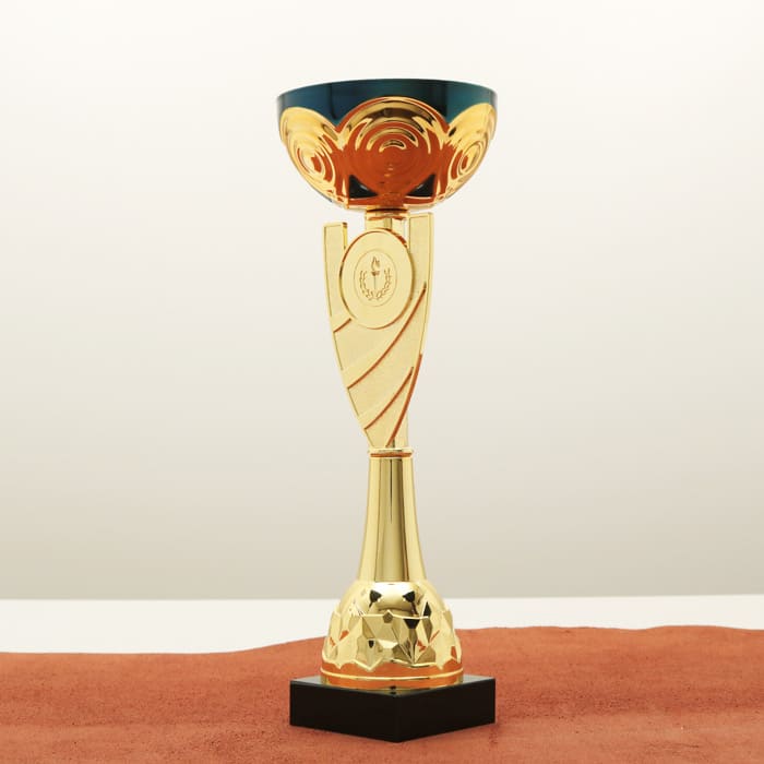 Кубок нагородний K5110A золото-синій на мармуровій основі  H31см, чаша D12см
