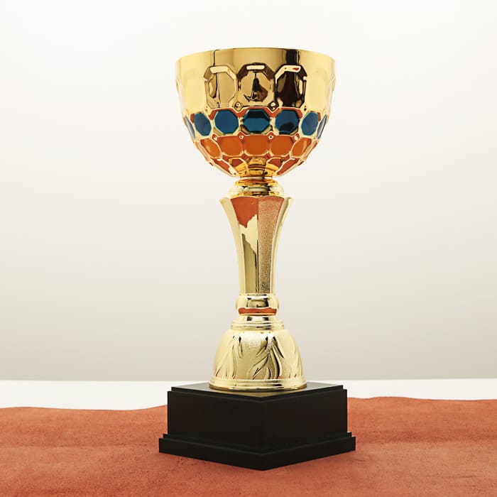 Кубок нагородний MA5121A золотий на дерев’яній основі H39см, металева чаша 16см