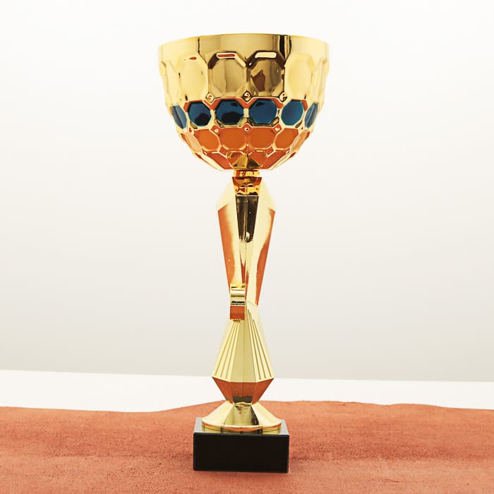 Кубок нагородний K5108A золотий на мармуровій основі H38см, чаша D16см