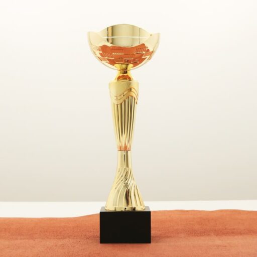 Кубок нагородний K5130C золотий на дерев’яній основі H22см, чаша D8см