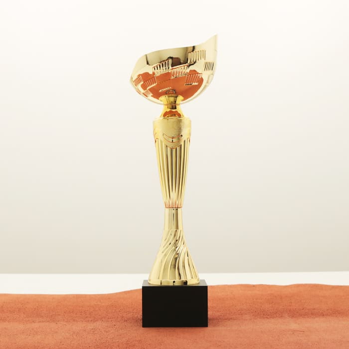 Кубок нагородний K5130B золотий на дерев’яній основі H30см, чаша D10см