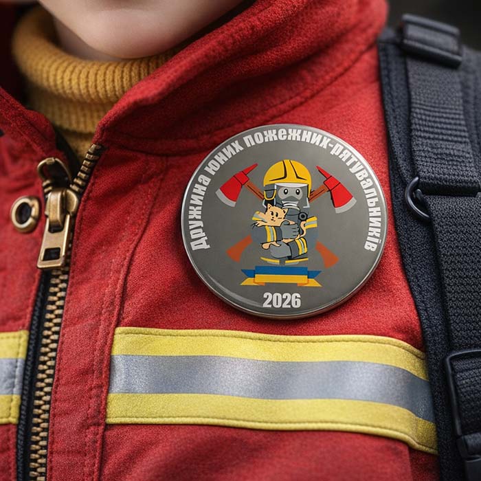 Значок закатний Юний Пожежник-рятувальник Ø45 Артприз 4815-5