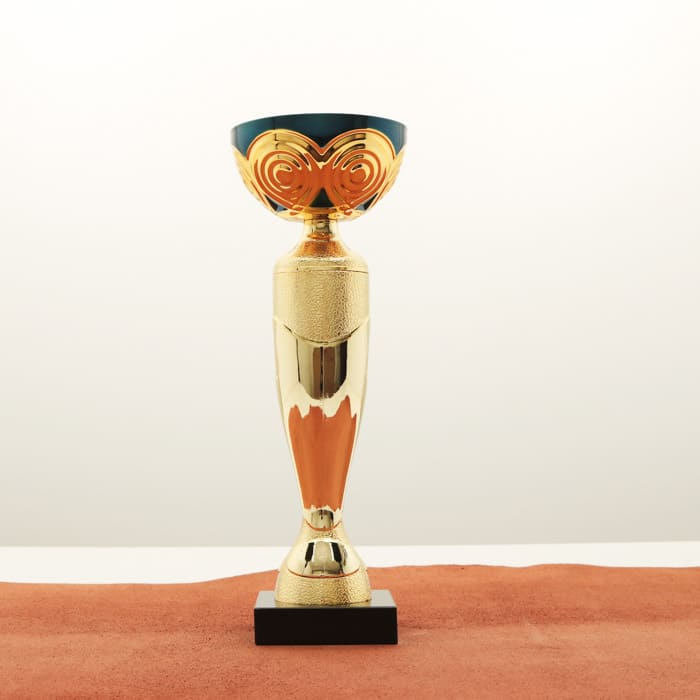 Кубок нагородний K5127C золото-синій на мармуровій основі H24см, чаша D8см