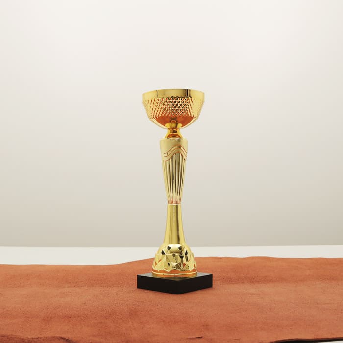 Кубок нагородний K5099B золотий на дерев’яній основі H28см, чаша D9см