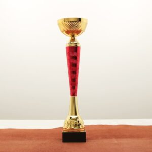 Кубок нагородний K5132A золото-червоний без ручок на мармуровій основі H41см, чаша D120мм