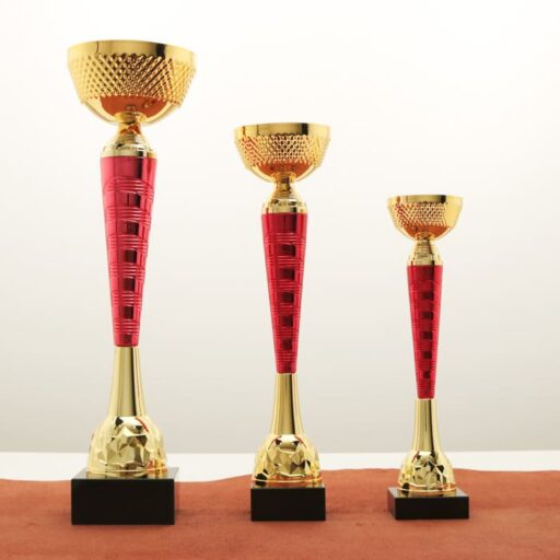 Кубок нагородний K5132A золото-червоний без ручок на мармуровій основі H41см, чаша D120мм