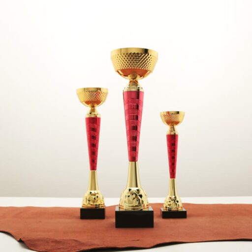 Кубок нагородний K5132A золото-червоний без ручок на мармуровій основі H41см, чаша D120мм