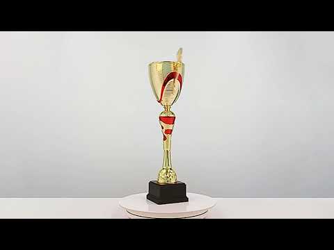 Кубок нагородний K5106B золотий на дерев’яній основі H46см, чаша D12см