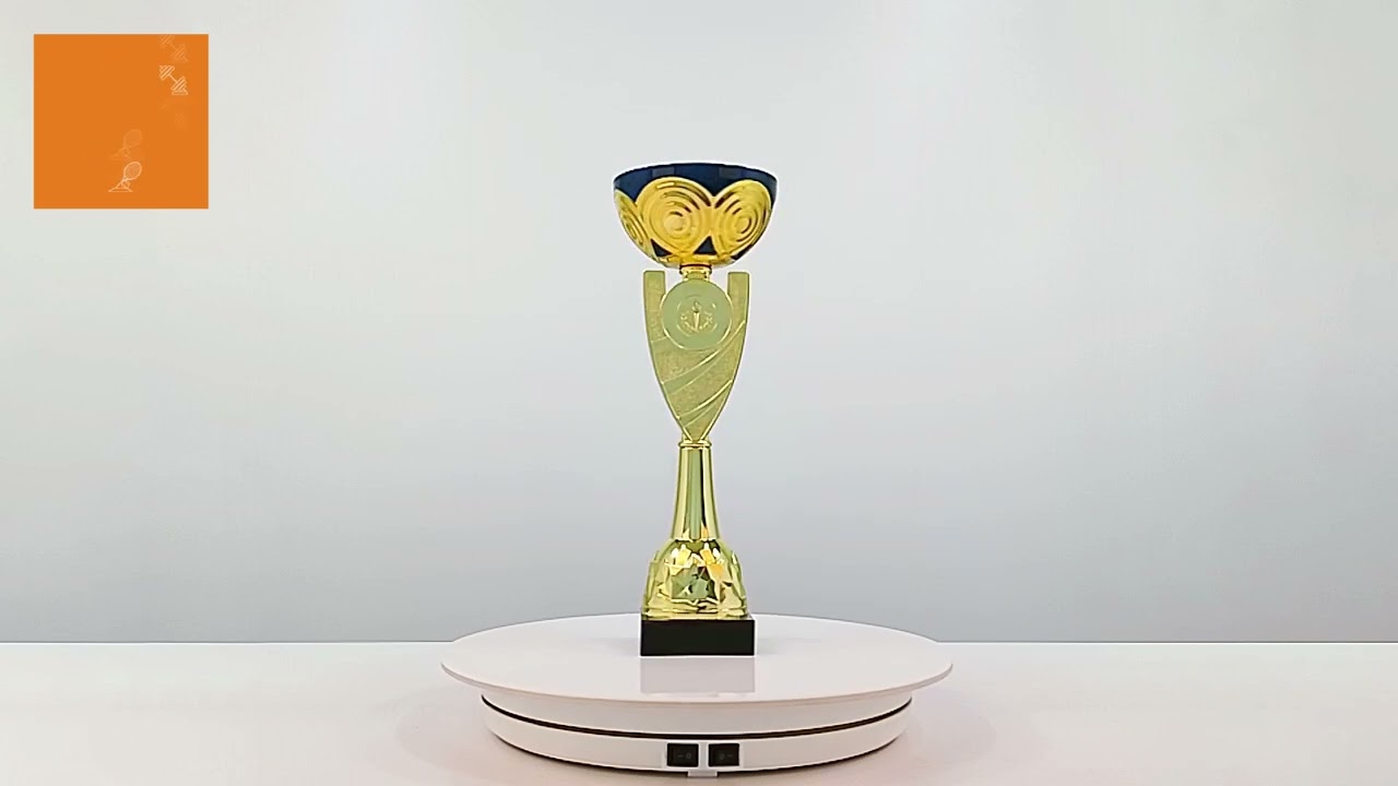 Кубок нагородний K5110D золото-синій на мармуровій основі H22см, чаша D8см