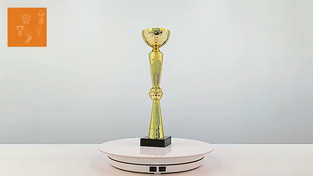 Кубок нагородний K5114B золотий на мармуровій основі H31см, чаша D8см