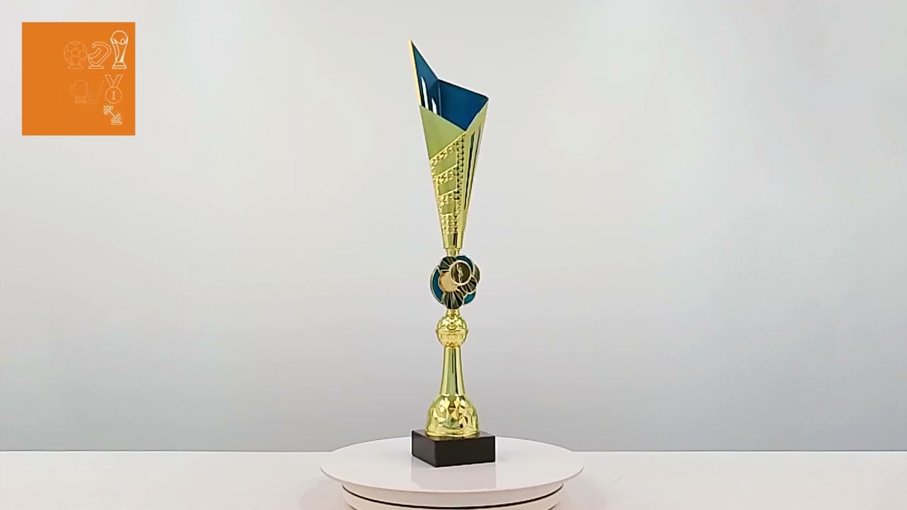 Кубок нагородний K5124C золото-синій на мармуровій основі H46см