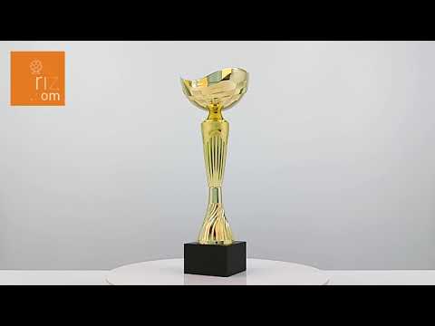 Кубок нагородний K5130C золотий на дерев’яній основі H22см, чаша D8см