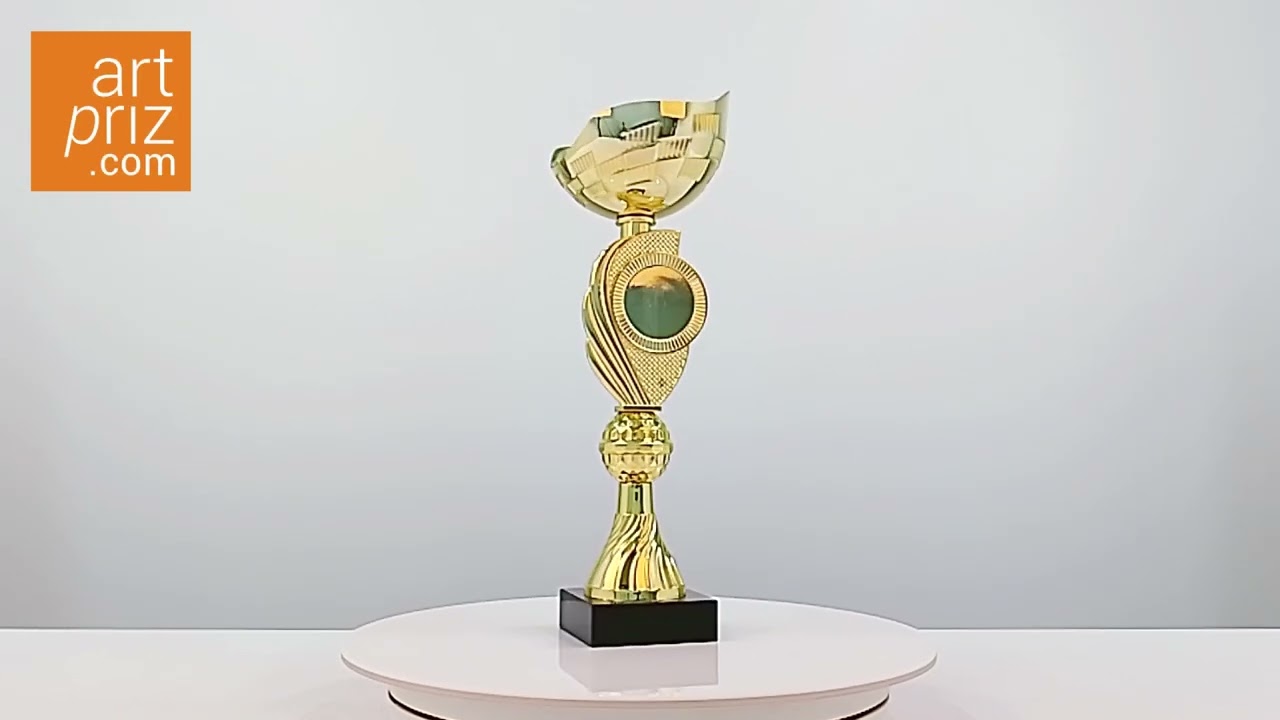 Кубок нагородний K5131C золотий на мармуровій основі H26см, чаша D8см