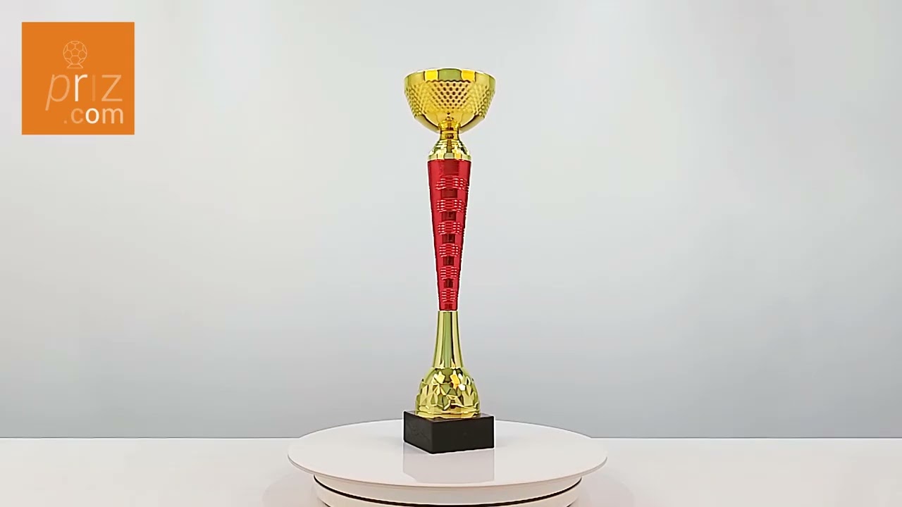 Кубок нагородний K5132A золото-червоний без ручок на мармуровій основі H41см, чаша D120мм