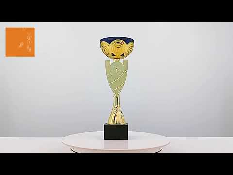 Кубок нагородний K5134A золото-синій на мармуровій основі H21см, чаша D12см