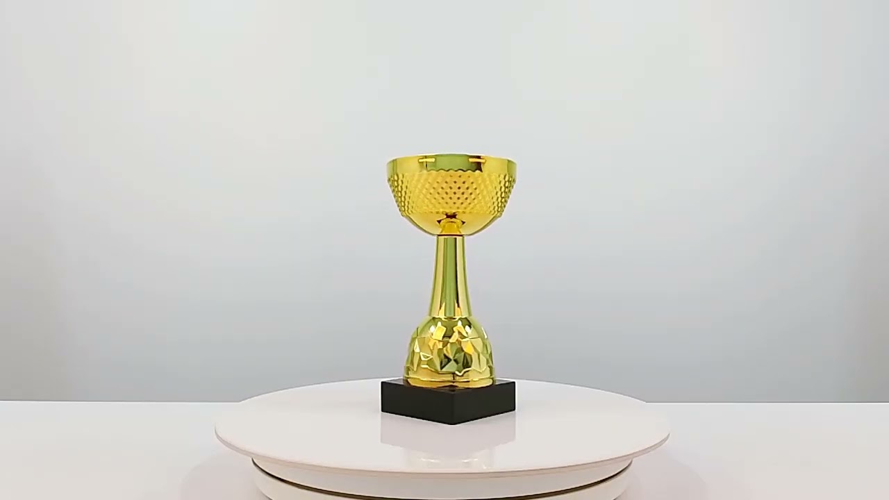 Кубок нагородний K5135C золотий на мармуровій основі H13см, чаша D7см