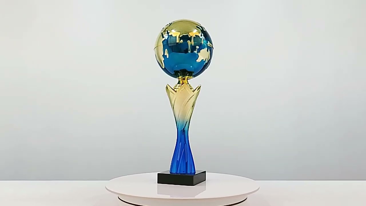 Кубок нагородний K6139C на мармуровій основі H28см, чаша земна куля D10см