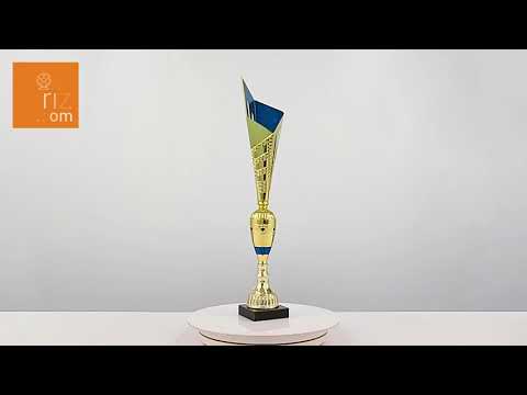 Кубок нагородний K6143A золото-синій на мармуровій основі H49см