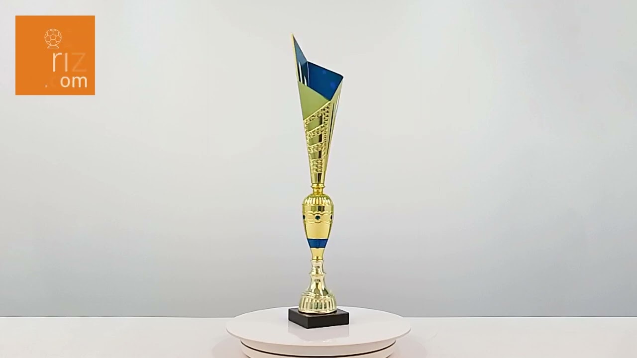 Кубок нагородний K6143C золото-синій на мармуровій основі H43см