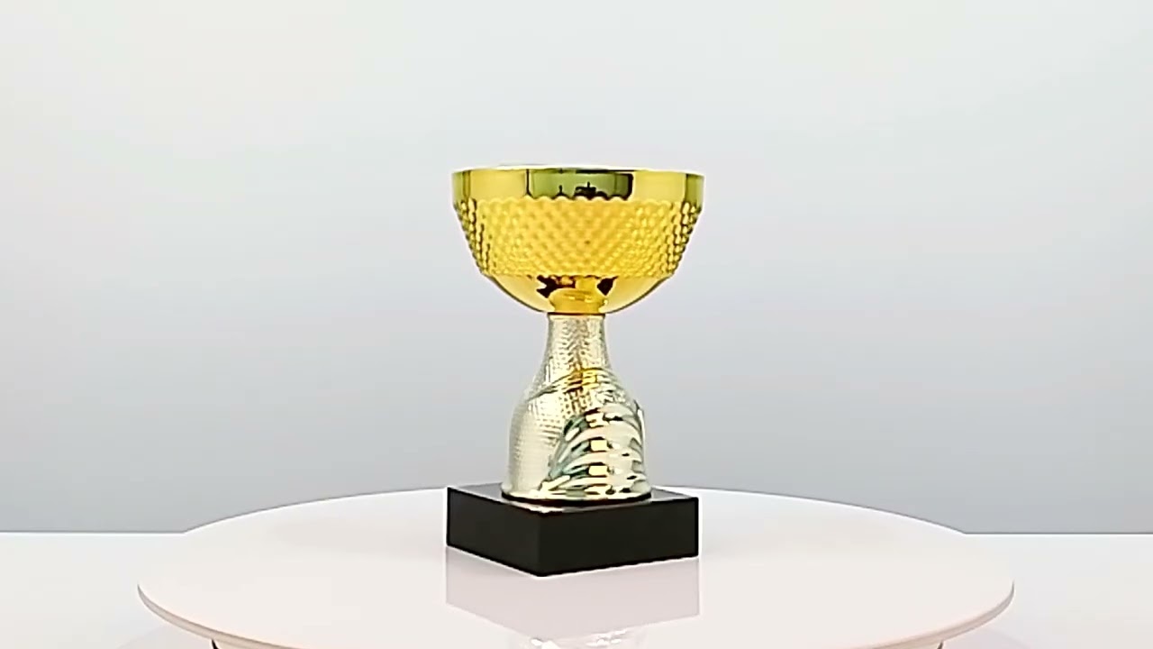 Кубок нагородний K6144A золотий на мармуровій основі H17см, чаша D12см