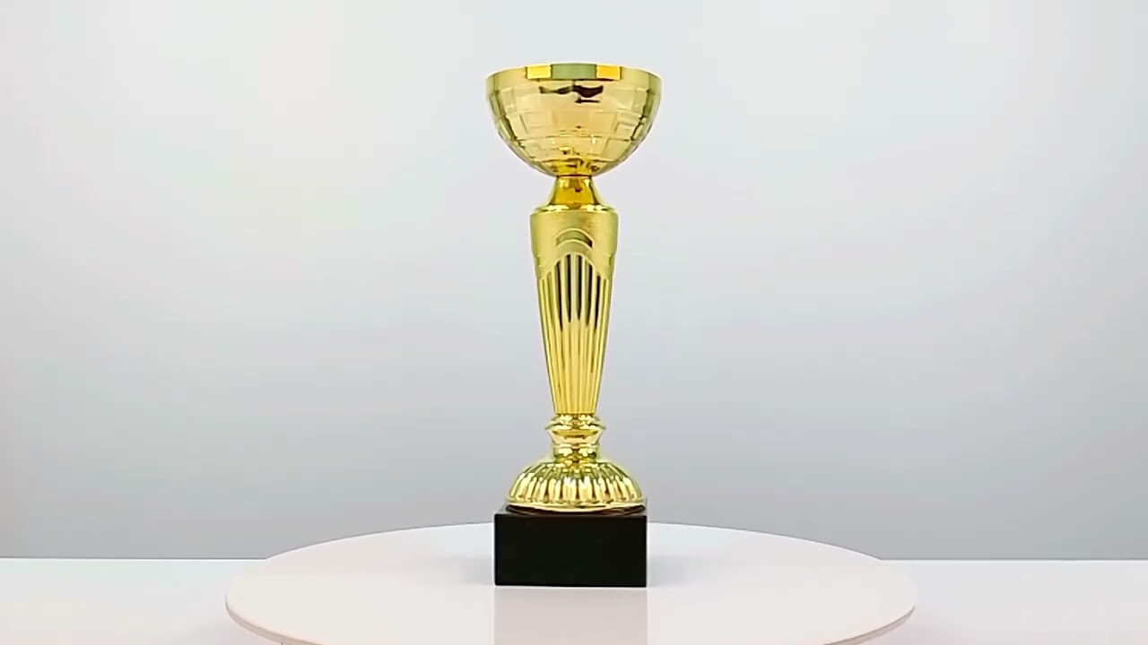 Кубок нагородний K6145C золотий на мармуровій основі H18см, чаша D7см